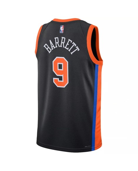 New York Knicks RJ Barrett #9 Nike Noir 2022/23 Swingman Maillot - Édition Ville