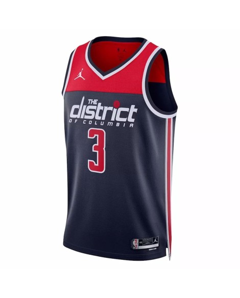 Maillot Swingman #3 Jordan Brand Navy 2022/23 des Washington Wizards pour hommes - Édition Statement