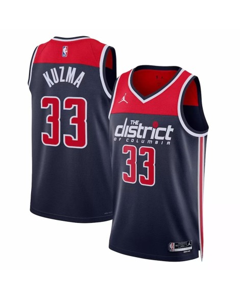 Maillot Swingman Washington Wizards Kyle Kuzma #33 Jordan Brand Navy 2022/23 pour hommes - Édition Statement