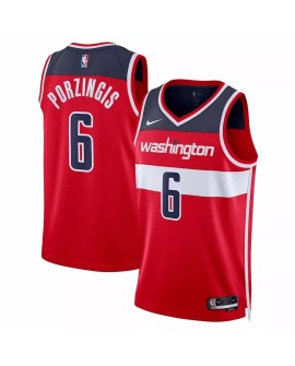 Maillot Swingman Nike Rouge 2022/23 Kristaps Porzingis #6 des Washington Wizards pour hommes - Édition Icon