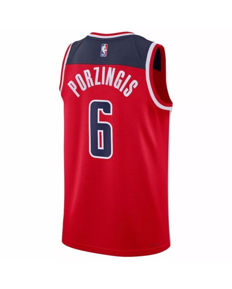 Maillot Swingman Nike Rouge 2022/23 Kristaps Porzingis #6 des Washington Wizards pour hommes - Édition Icon