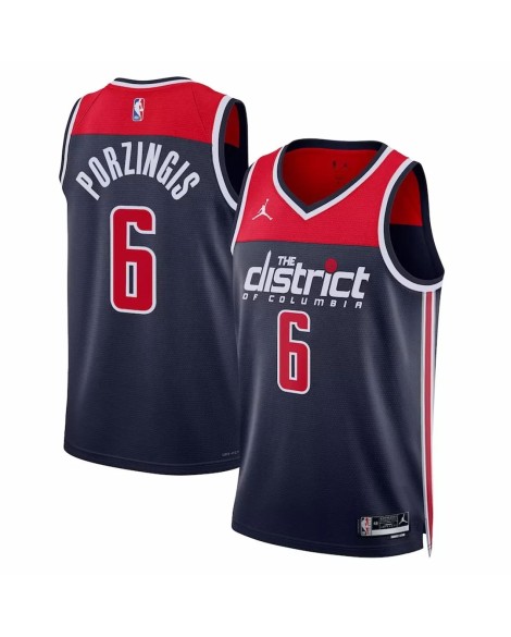 Maillot Swingman Washington Wizards Kristaps Porzingis #6 Jordan Brand Navy 2022/23 pour hommes - Édition Statement