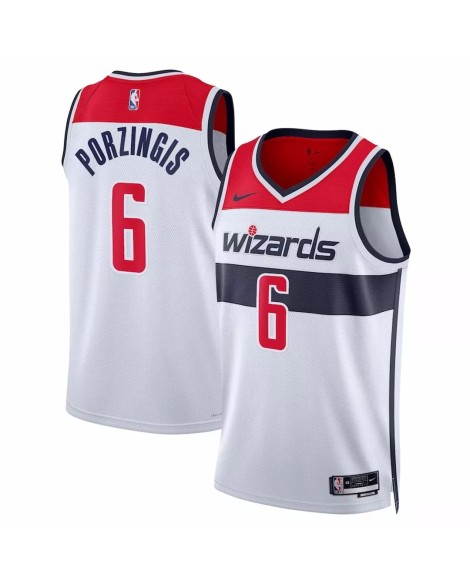 Maillot Swingman Washington Wizards Kristaps Porzingis #6 Nike blanc 2022/23 pour hommes - Édition Association