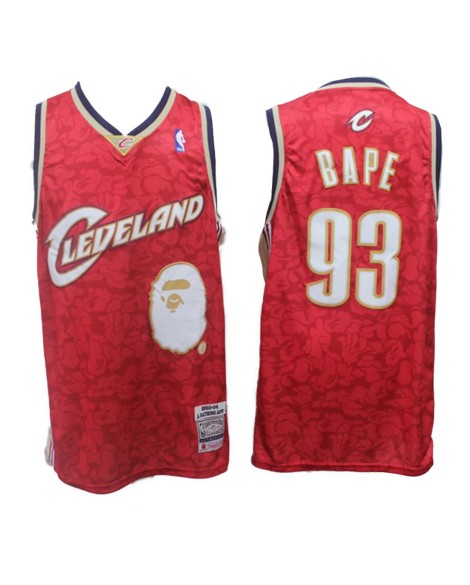 BAPE x Mitchell & Ness Cleveland Cavaliers ABC Maillot de basket-ball rouge Swingman