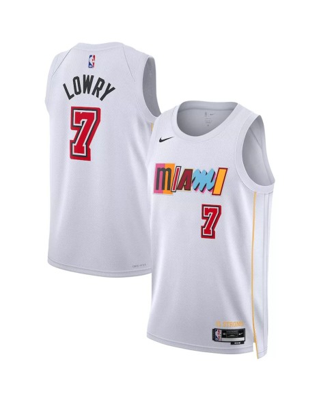 Miami Heat Kyle Lowry #7 Nike Blanc 2022/23 Swingman Maillot - City Edition