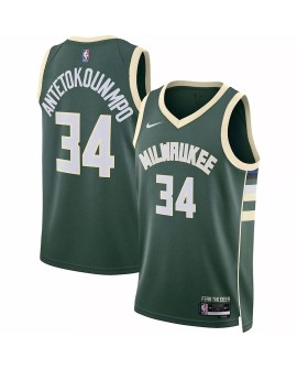 Milwaukee Bucks Giannis Antetokounmpo #34 Nike Hunter Green 2022/23 Swingman Maillot - Édition Icon