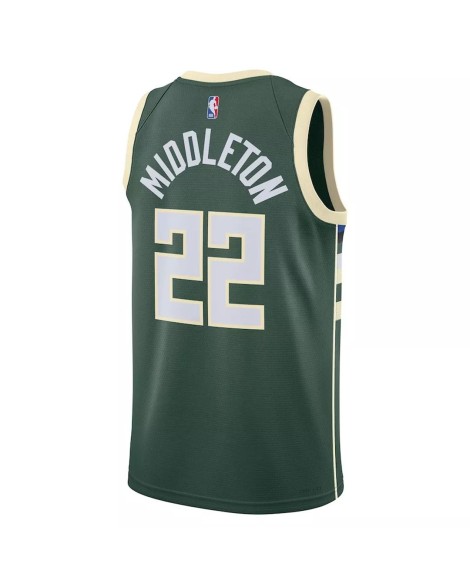 Maillot Swingman Milwaukee Bucks Khris Middleton #22 Hunter Green 22/23 pour hommes - Édition Icon