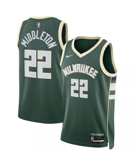 Maillot Swingman Milwaukee Bucks Khris Middleton #22 Hunter Green 22/23 pour hommes - Édition Icon