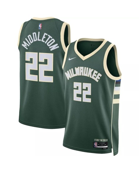 Maillot Swingman Milwaukee Bucks Khris Middleton #22 Hunter Green 22/23 pour hommes - Édition Icon
