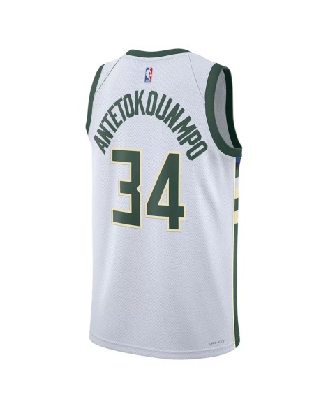 Maillot Swingman Milwaukee Bucks Giannis Antetokounmpo #34 Nike blanc 2022/23 pour hommes - Édition Association