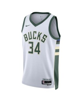 Maillot Swingman Milwaukee Bucks Giannis Antetokounmpo #34 Nike blanc 2022/23 pour hommes - Édition Association