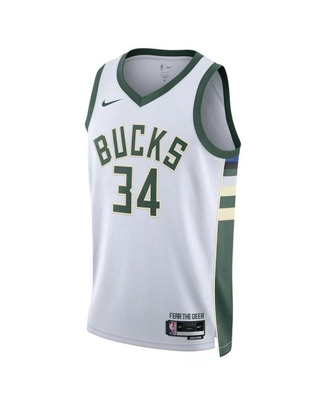 Maillot Swingman Milwaukee Bucks Giannis Antetokounmpo #34 Nike blanc 2022/23 pour hommes - Édition Association