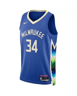 Maillot Swingman Milwaukee Bucks Giannis Antetokounmpo #34 Nike bleu 2022/23 pour hommes - City Edition