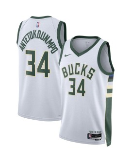 Maillot Swingman Milwaukee Bucks Giannis Antetokounmpo #34 Nike blanc 2022/23 pour hommes - Édition Association